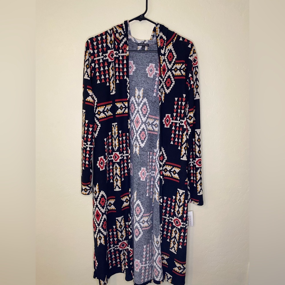 Long cardigan with Tribal print